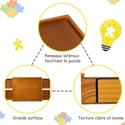 Puzzle Table en Bois avec 4 Tiroirs pour Stockage Plateau Puzzle Board Jeu de Societe Equipe Panneaux Lateraux