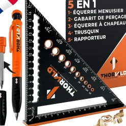 Équerre menuisier multifonction 5 en 1 180 mm aluminium THORVALD