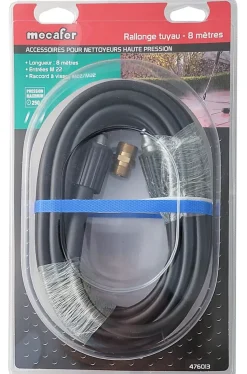 Rallonge de tuyau flexible L. 8m pour nettoyeur haute pression 190bar Mecafer