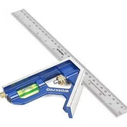 Regle dangle de combinaison en acier inoxydable avec niveau. tire-lignes 300 mm modele W064028AU - WORKPRO