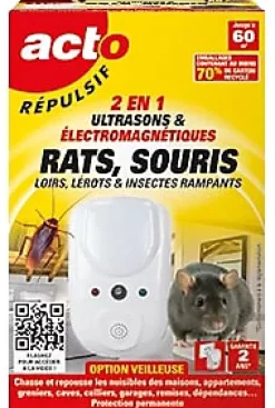 Répulsif ultrasons et ondes électromagnétiques rats et souris Acto
