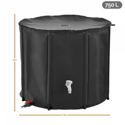 Réservoir souple, récupérateur d'eau de pluie pliable - 750 L - Noir - Linxor