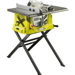 RYOBI - Scie sur table 1 800 W + pietement rétractable, lame 254 mm 48 dents, guide parallele & poussoir - RTS1800S-G