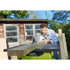 RYOBI - Scie sur table 1 800 W + pietement rétractable, lame 254 mm 48 dents, guide parallele & poussoir - RTS1800S-G