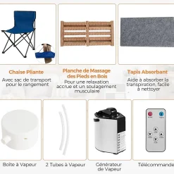 Sauna à Vapeur Portable pour 1 ou 2 Personnes,Générateur de Vapeur 1000W et de 3L,avec Chaise Pliable, Minuterie,Télécommande,Gris