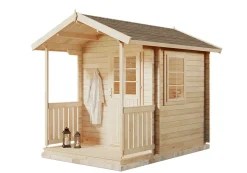 Sauna extérieur Nicolas FinnTherm, 25x33m dim ext (cas échéant incl débord de toit) naturel, épaisseur paroi : 40mm, 8,2m² totale