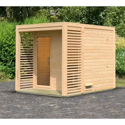 Sauna extérieur tonneau 4-6 places en épicéa avec poêle 9kW - Karibu Angkor 2
