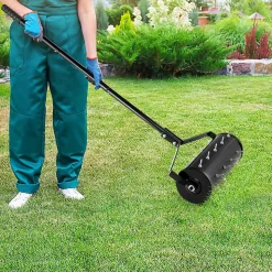 Scarificateur Manuel avec 27 Dents, avec Tambour Lesté, pour Gazon et Pelouse, Poignée Longue Confortable et Antidérapante