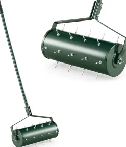 Scarificateur Manuel avec 27 Dents-Scarificateur à Main avec Tambour Lesté-Aérateur Métallique pour Gazo/Pelouse
