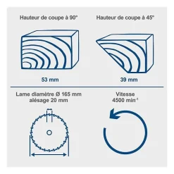Scheppach - Scie circulaire sans fil - 20V IXES - 165 mm - 53 mm coupe max - 4300 tr min