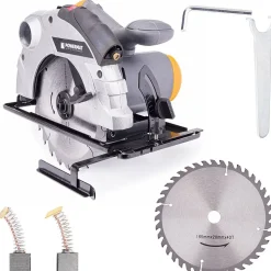 Scie circulaire à bois avec laser 2250 W 2 disques 185 mm 24/40 dents