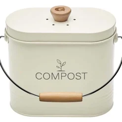 Seau à compost - GUILLOUARD - Ovale - Capacité 3L - Avec filtre à charbon - 11x24x20cm - Beige