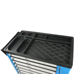 Servante d'atelier professionnelle avec outils en chrome vanadium 7 tiroirs 243 pièces Bleu