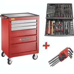 Servante D'atelier Roll M3 - 6 Tiroirs + 62 Outils Facom Roll.contactpf 569 X 421 X 60 Mm