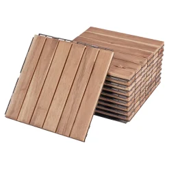 Set de 10 dalles de jardin Alliste bois d'acacia 6 lattes 0,9 m² casa.pro