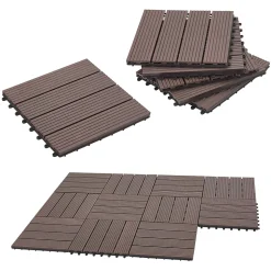 Set de 11 dalles de jardin Schramberg en bois composite 1m² 30 x 30 x 2,2 cm marron foncé en.casa