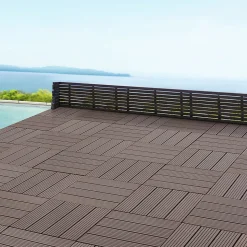 Set de 11 dalles de jardin Schramberg en bois composite 1m² 30 x 30 x 2,2 cm marron foncé en.casa