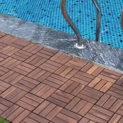 Set de 10 dalles de jardin Alliste bois d'acacia 12 lattes 0,9 m² marron casa.pro