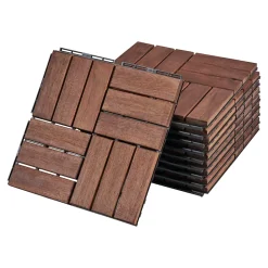 Set de 10 dalles de jardin Alliste bois d'acacia 12 lattes 0,9 m² marron casa.pro