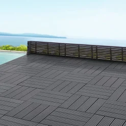 Set de 11 dalles de jardin Schramberg en bois composite 1m² 30 x 30 x 2,2 cm gris foncé en.casa