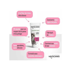 Shampooing pour chat VETOCANIS 300 ml usage régulier sans paraben ni silicone