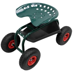 Siège de jardin roulant ECD Germany en acier pivotant 360 degrés hauteur réglable capacité de 150 kg
