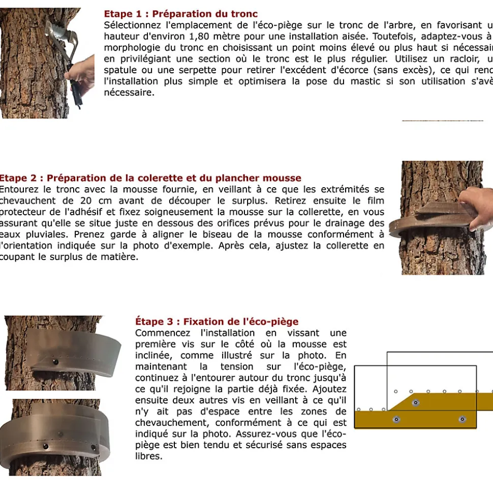 SoluPin - Écopiège 180 cm Version Vissage - Piège Chenilles Processionnaire du pin