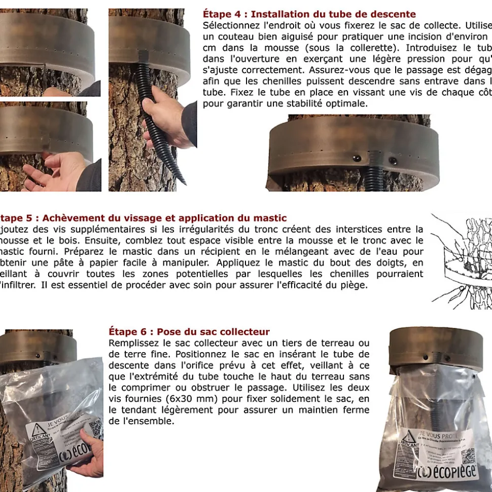 SoluPin - Écopiège 180 cm Version Vissage - Piège Chenilles Processionnaire du pin
