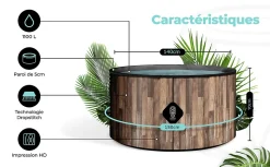 Spa Nordik gonflable 150 cm de diamètre 800 litres moteur 2240 W 2 à 4 personnes massage 140 jets Coco Spa