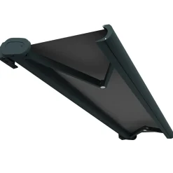 Store banne coffre intégral HEVOA 5,00x3,50 M (Motorisé Secours à Télécommande + LED - Armature gris anthracite - Toile grise)