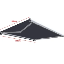 Store banne coffre intégral 3,5 x 3 m motorisé et manuel extérieur pour terrasse - Gris anthracite - Sunny Inch