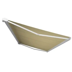 Store banne Coffre intégral PROTECT 2 Blanc 6x3,5m Motorisé à télécommande - Toile Ecrue