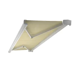 Store banne coffre intégral CINABRE 3,00x2,00 M (Motorisé à Interrupteur - Armature blanc - Toile écrue)