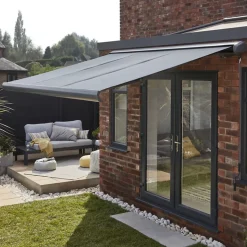 Store banne coffre intégral gris clair 4,8 X 3 m