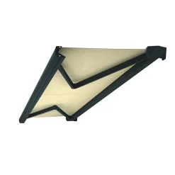 Store banne coffre intégral CINABRE 2,50x1,50 M (Motorisé à Interrupteur - Armature gris anthracite - Toile écrue)