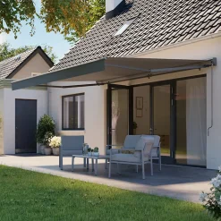 Store banne manuel gris 5x3 m avec semi coffre Jagua Klikstrom