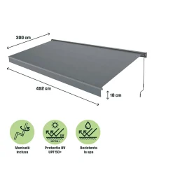 Store banne manuel gris 5x3 m avec semi coffre Jagua Klikstrom