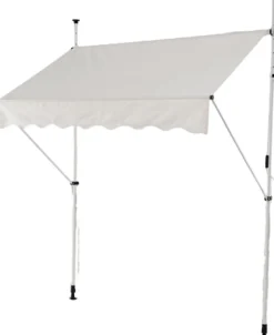 Store Banne Manuel Rétractable,en Hauteur,avec Toile de Protection Solaire,sans Percage pour Balcon, Patio, Jardin(Blanc,2x1,8M)