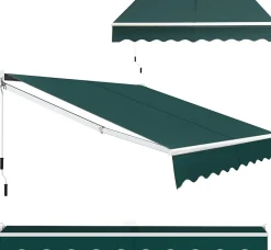 Store Banne Manuel 245x200CM,Angle Réglable, Store Banne Anti-Soleil pour Boutique Balcon Jardin (Vert)