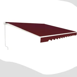 Store Banne Retractable, en Aluminium et Tissu Resistant aux UV et a l'eau avec Manivelle et Angle Reglable (300X250CM, vin)