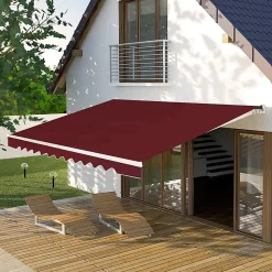 Store Banne Retractable, en Aluminium et Tissu Resistant aux UV et a l'eau avec Manivelle et Angle Reglable (300X250CM, vin)