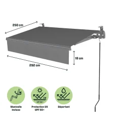 Store banne sans coffre gris 3 x 2,5 m Jagua Klikstrom
