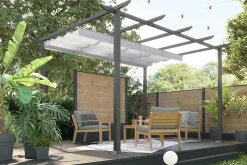 Support de fixation en acier anthracite pour poteau universel de clôture Neva Klikstrom, H.40cm, Base 15 x15cm