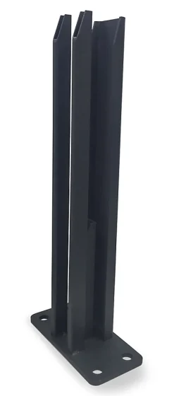 Support de fixation en acier, départ Mural anthracite pour poteau universel de clôture Neva Klikstrom, H.40cm, Base 7,7 x15cm