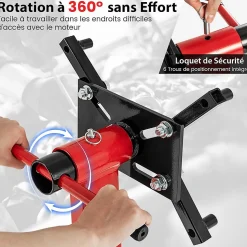 Support Moteur Atelier Levage Charge 340kg avec Roues Tête Rotative Bras Réglables Support Moteur en Métal Robuste Rouge
