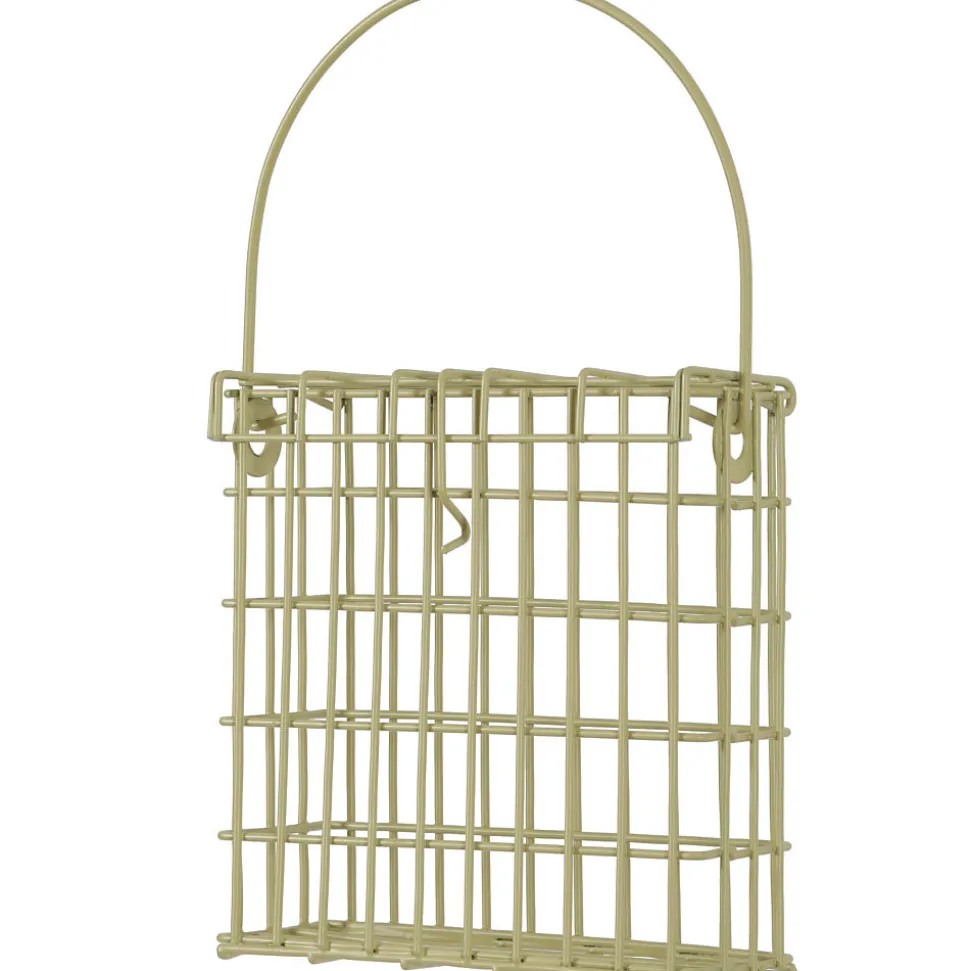 Support pour pain de graisse en métal vert lichen pour oiseaux