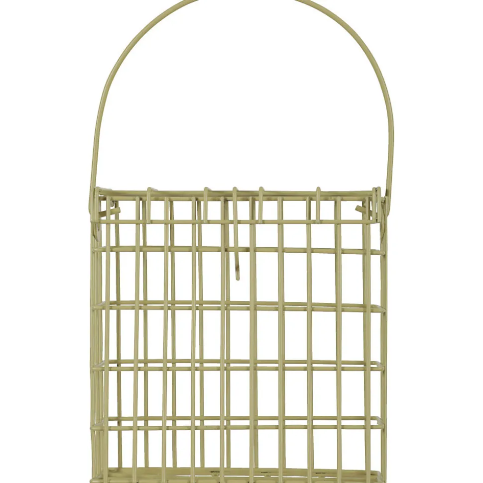 Support pour pain de graisse en métal vert lichen pour oiseaux