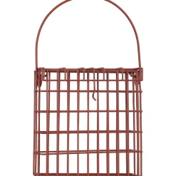 Support pour pain de graisse en métal rouge terracotta pour oiseaux