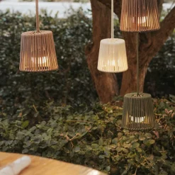 Suspension d'extérieur LED intégrée rechargeable Conta mini vert Ø15cm IP54 E27 900lm 3W Newgarden