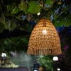 Suspension Solaire Effet Rotin IP44 3000K - Éclairage Terrasse, Balcon, Pergola, Jardin - Groupe DDC